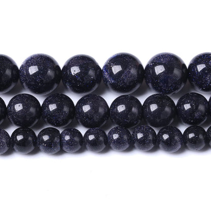 36PCS 10MM Natural Blue Sand Stone Beads Energy Healing Beads for DIY Jewelry Bracelet Necklace Making for Jewelry Making15Inch