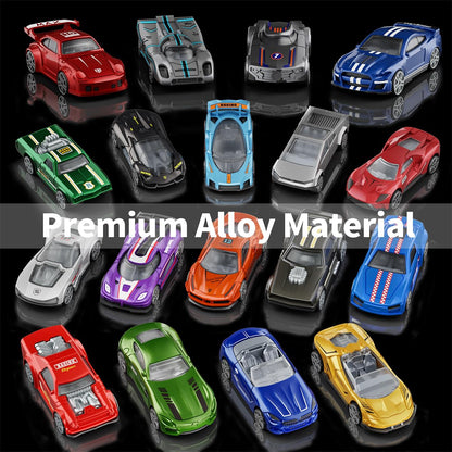 Yewkou Toys Cars 18-Pack, 1:64 Scale Die-Cast Metal Vehicles Set, Includes Pickup, Racing Cars,Sports Cars for Display or Play, Great Gift for Kids Age 3 Years and Up (18 Pack)