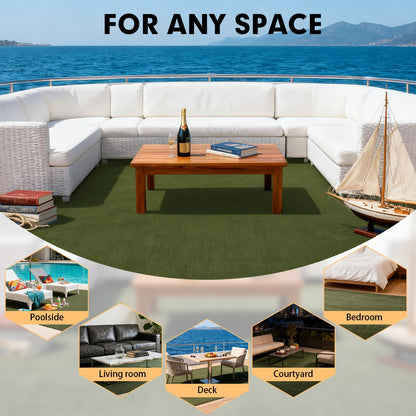 Grefinity Marine Carpet,6 FT x 14 FT Olive Green Indoor Outdoor Carpet 0.2" Thick with Water-Proof TPE Backing, Non-Slide for Home, Patio, Porch, Deck
