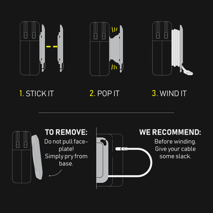 Fuse Reel The Side Kick Collapsible Charger Organizer and Travel Accessory,Usb-c, Compatible with MacBook and PC Charging Cords and Adapter Cable Management White