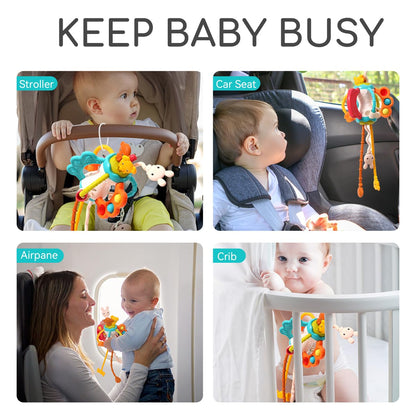 taotaotoys Toddlers Airplane Travel Toys Montessori Toys for Babies 6-12 Months Boy Girl Sensory Baby Infant Car Seat Toys Essentials Silicone Pull String Newborn 1 2 3 Year Old