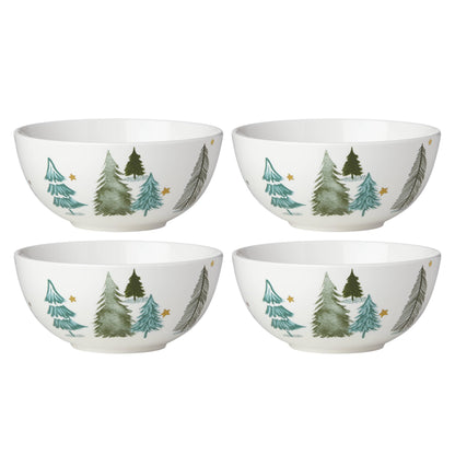 Lenox Dinnerware, Balsam Lane 12-Piece Dinnerware Set, Service For 4, Porcelain, Dishwasher & Microwave Safe, Plates & Bowls Sets, Christmas, Holiday Hosting, Home and Kitchen (White/Green, 12 Piece)