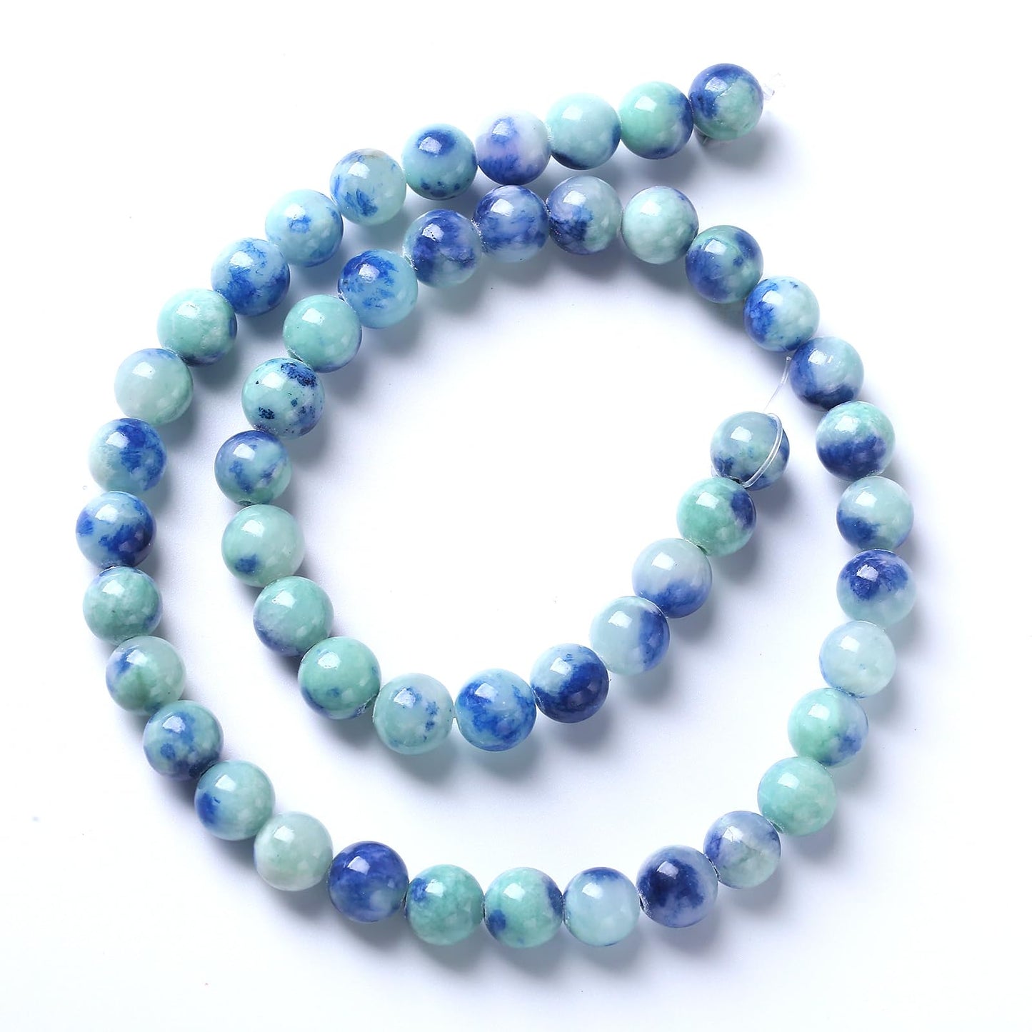 36pcs 10mm Natural Blue Green Persian Jade Stone Beads for Jewelry Making Round Loose Spacer Beads DIY Bracelets Necklaces 15" (10mm, Blue Green Jade)