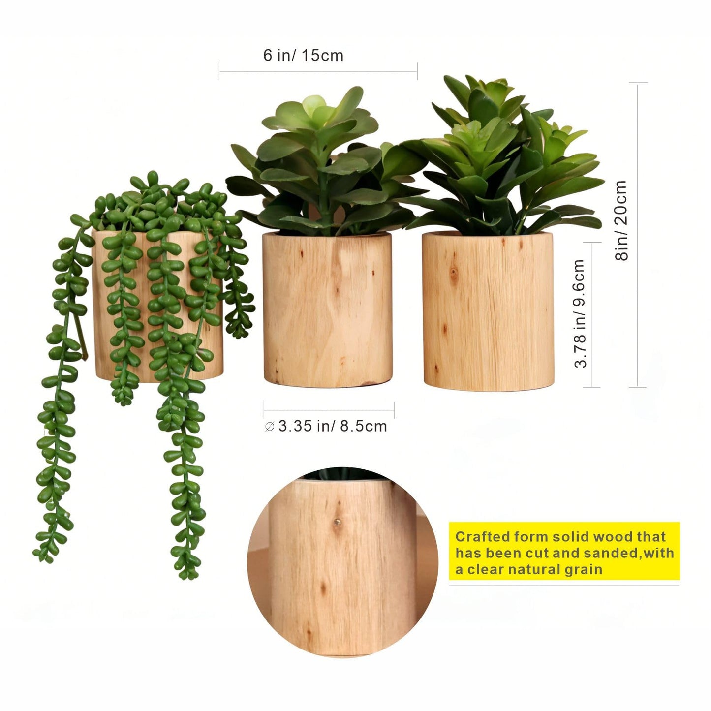VINSUNI Artificial Succulents with Pots - Set of 3 Small Fake Plants for Aesthetic Room Decor - Realistic Mini Faux Greenery for Office Desk, Bookshelf, and Bathroom - Modern Home Accents