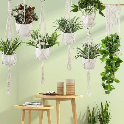 AroudightElive Plant Holder Basket Handmade Macrame Plant Hanger Flower Pot for wall Decoration countyard Garden Knotted Lifting(23)