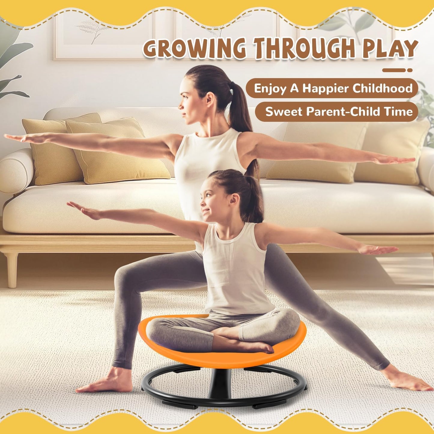 Zhenx Spinning Chair for Autistic Kids (Ages 3-18) - 220LBS Capacity Sensory Swivel Seat - Sensory Toy for Teens with ADHD/Autism - Sit and Spin Calming Gift to Improve Focus & Body Balance (Orange)