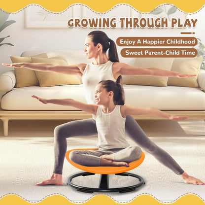 Zhenx Spinning Chair for Autistic Kids (Ages 3-18) - 220LBS Capacity Sensory Swivel Seat - Sensory Toy for Teens with ADHD/Autism - Sit and Spin Calming Gift to Improve Focus & Body Balance (Orange)