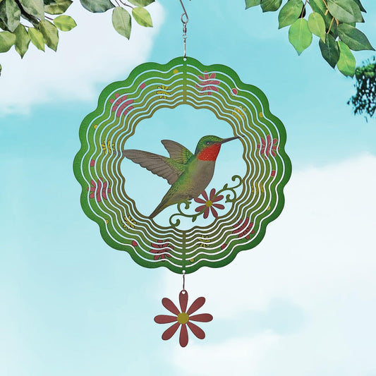Hummingbird Wind Spinners Hummingbird Gifts for Women/Men 11.7 inch 3D Stainless Steel Hanging Wind Spinner Metal Wind Catchers Kinetic Sculpture for Indoor/Outdoor Decor, Yard Art, Garden Decorations