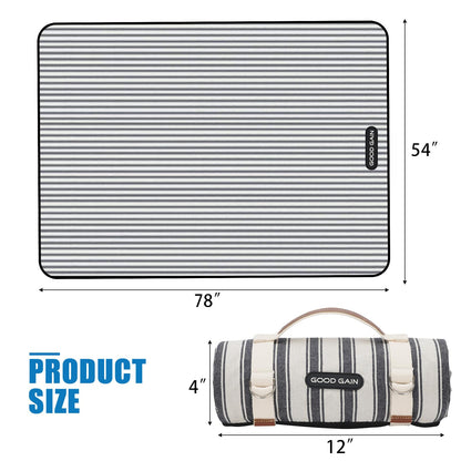 G GOOD GAIN Waterproof Picnic Blanket Portable with Carry Strap for Beach Mat or Family Outdoor Camping Party (Berry Blue)