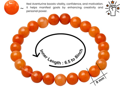 Amazing Gemstone Crystal Bracelet for Women Men's Gifts - Protection Healing Crystal Bracelet - 8mm Gemstone Beaded Stretchable Bracelet Pulseras Para Hombres Mujer Stocking Stuffers Mothers Day Gift (Red Aventurine)