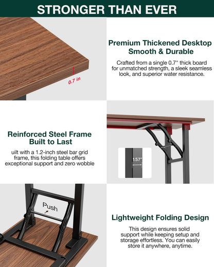 Frylr Small Folding Computer Desk – Portable 35.8 Inch Foldable Laptop Table, No-Assembly, Collapsible and Compact for Easy Storage, Lightweight for Small Spaces, Craft and Study Use, Dark Walnut