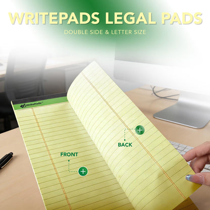 KAISA Legal Note pads 8.5 x 11，12pads 600 Sheets note pads office supplies Recycled Paper 8.5 x 11 Wide Ruled 50 sheets Premium Thick Paper Hard Back Notepads 8-1/2"x 11-3/4" Writing Tablet Canary For Office Supplies (Pack of 12)