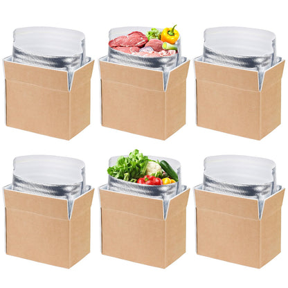 Acrridi 6 Pack Heavy Duty Insulated Shipping Boxes with Foil Liners, 9.4''x5.5''x6.9'' Small Cooler Box for Food Delivery, Reusable Thermal Mailing Kit for Perishable Goods, Vegetables, Meat, Cheese