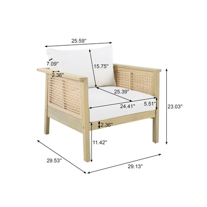 Christopher Knight Home Teras 8-Seater Patio Furniture Set with Removable Cushion, 5 Piece Outdoor Acacia Wood Conversation Set, Sold Wood Outdoor Sectional Sofa Set with Coffee Table,Light Teak+Cream