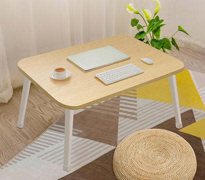 LKBBC Foldable Laptop Desk for Bed, Bed Laptop Table, Foldable Portable Lap Bed Tray, 23.6 Inch Floor Table for Drawing, Reading and Writing, Oak