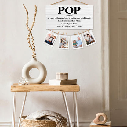 shiviody Pop Gifts Picture Frame Photo Holder for Wall, Best Grandpa Gifts for Christmas Birthday from Grandkids Granddaughters Grandsons, Grandpa Photo Hanging Display Picture Board for Wall Decor