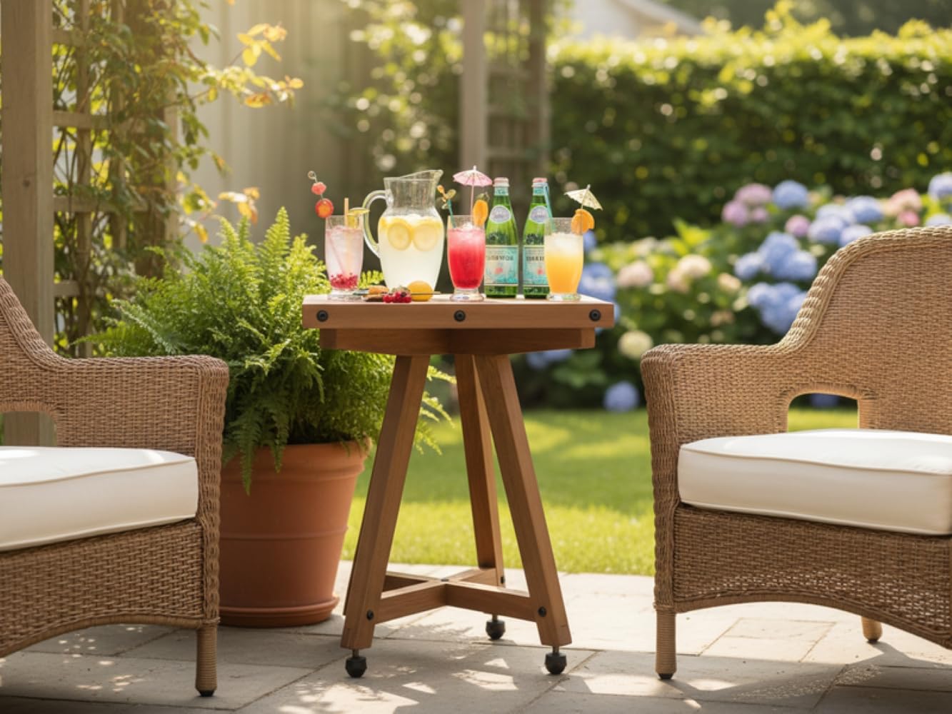 Handcrafted Outdoor-Indoor Table, Unfinished Hardwood, Side Table, 19" X18.5" Tabletop [Width] 24.75" [Height]