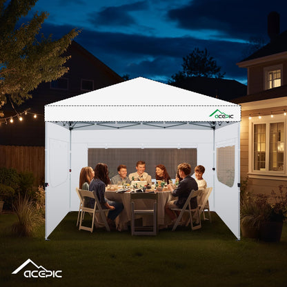 Acepic Instant Canopy SunWall for 10x10 Pop Up Canopy Frame with Mesh Window and Zipper, 99% Rainproof and UV Protection for Outdoor, Viewing the Scenery, and Ventilation (3 PCS Sidewalls Only, Black)