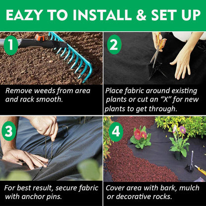 Kdgarden Premium 5oz Pro Weed Barrier Landscape Fabric Ground Cover Heavy Duty Commercial Anti-Weed Gardening Mat, 4ft x 100ft, Black