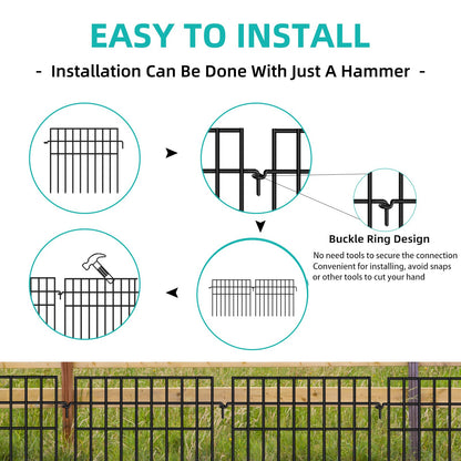 FOKEP 30 Panels Animal Barrier Fence, No Dig Fences, 13in(H) X 42.5ft(L) Garden Fence Animal Barrier for Rabbit and Dog Under Fencing Barrier, Rustproof Metal Fences Border for Outdoor, Yard, Patio