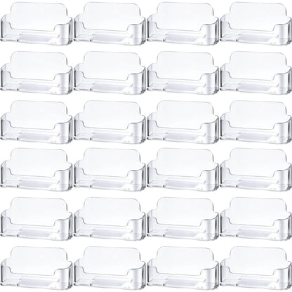 Bucherry Acrylic Business Card Holder Clear Desktop Business Card Holder Display Desk Stand for Office Exhibition Paper Brochure Supplies(24 Pieces)