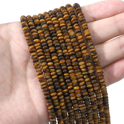 BEADIA Natural Yellow Tiger Eye Disk Stone Beads 4x2mm 160pcs Rondelle Loose Semi Gemstone Beads for Jewelry Making Design