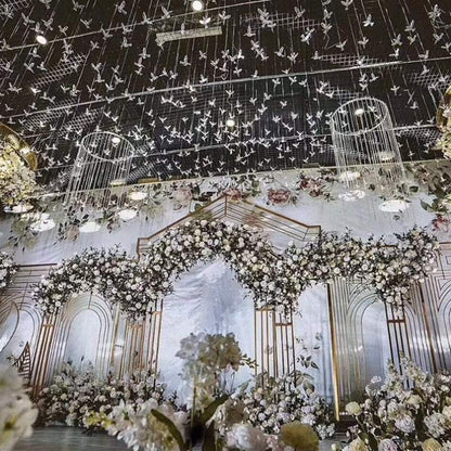 NUPTIO Crystal Ceiling Hanging Ornaments: 50 Pcs Acrylic Flying Birds for Wedding Party Window Garden Bedroom Outdoor Birthday - Christmas Tree Decorations with Transparent Line