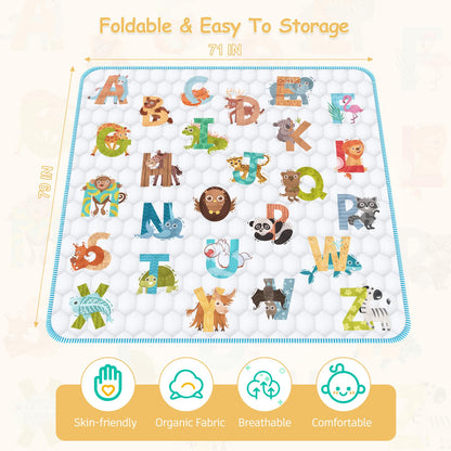 Baby Play Mat for Floor,Premium Foam Baby Play Mat 79" X 71",Thick One-Piece Crawling, Odorless Floor Mat,Non-Slip Cushioned Baby Playmat for Infants,Babies,Toddlers.Foldable and Washable Baby Plaype