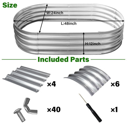 Eclaron Raised Garden Bed Kit,2 Pack 4x2x1ft Galvanized Garden Beds Outdoor with Safety Edging,Rust-Resistant Garden Bed - Oval Large Metal Planter Box for Vegetables…