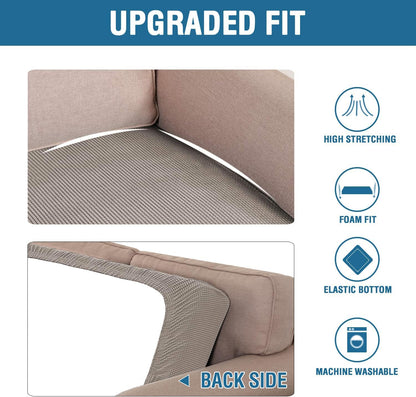 H.VERSAILTEX Super Stretch Individual Seat Cushion Covers Sofa Covers Couch Cushion Covers Slipcover Sets Thick Jacquard Textured Twill Fabric (2 Piece Medium Sofa Cushion Covers, Taupe)