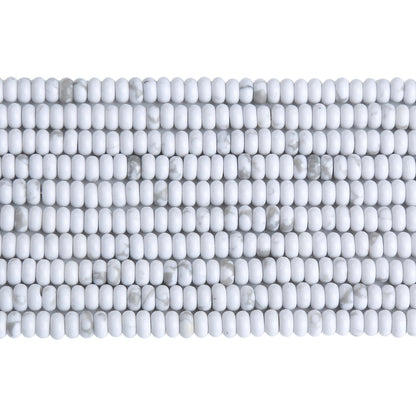 150PCS 2x4mm Natural White Howlite Turquoise Rondelle Beads Abacus Disk Stone Beads Round Loose Spacer Gemstone Beads for DIY Bracelet Necklace Jewelry Making