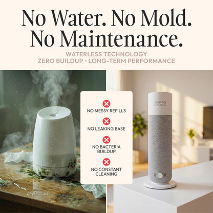 Maison Croyez Waterless Essential Oil Diffuser (120ml Bottle) – Nebulizing Aroma Diffuser, 3 Intensity Levels, 1/3/6H Timer + Auto Mode, Warm Ambient Light, Up to 600 sqft