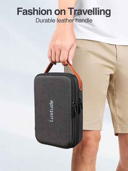 Luxtude Electronics Organizer Travel Case, Portable Tech Bag for Working/Travelling, Sturdy Hard Shell Zipper Cases for Charger/Mouse/Hard Drive, Case Only