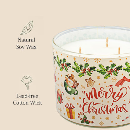 Christmas Candles - Christmas Gifts for Women, Natural Soy Wax Vanilla Cream Scented Candles(12.7oz)