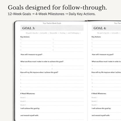 The Phoenix Journal - Quarterly Goal Planner, Daily Planner Journal & Organizer for Goal Setting, Productivity & Focus - Undated 12 Week Planner, Weekly & Monthly Planning, Habit Tracking - Hardcover - Black