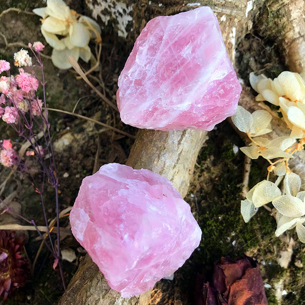 Zenkeeper 1Lb Natural Raw Rose Crystal Large Rose Quartz Stone Rough Gemstones Fountain Bulk Rocks for Tumbling, Cabbing, Polishing, Wire Wrapping, Wicca & Reiki Crystal Healing