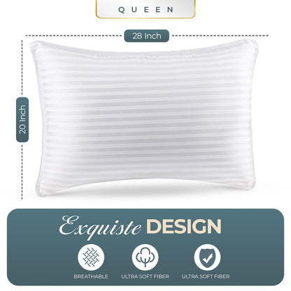 Utopia Bedding Bed Pillows for Sleeping Queen Size (White), Set of 2, Down Alternative Pillow for Sleeping, Cooling Hotel Quality Pillow Set for Back, Stomach or Side Sleepers