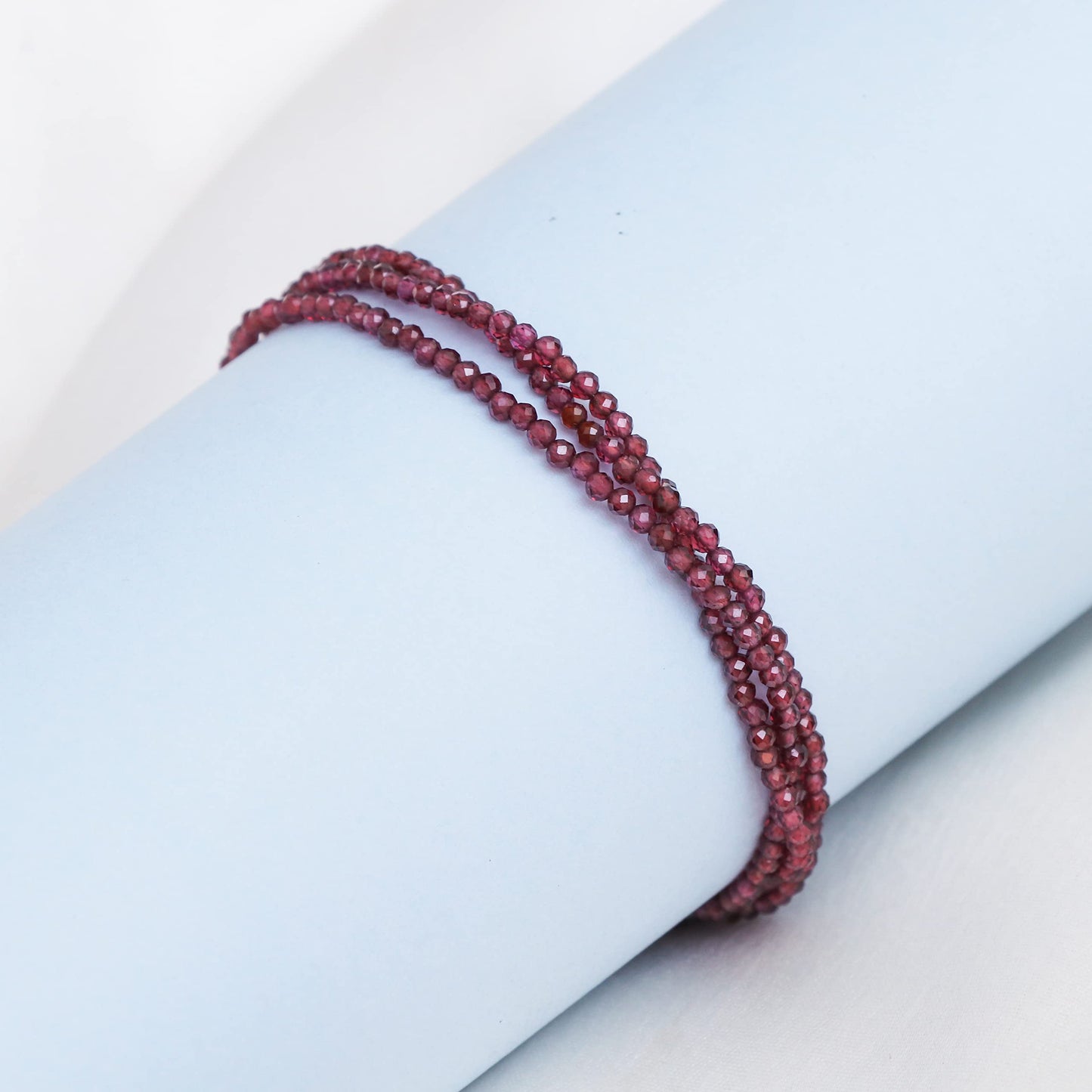 Gempires Real Red Garnet Beaded Bracelet Multi Strand Handmade Jewelry January Birthstone Gifts Hypoallergenic 8 Inch Gold Plated Lightweight Dainty Minimalist Bracelets Gifts for Her
