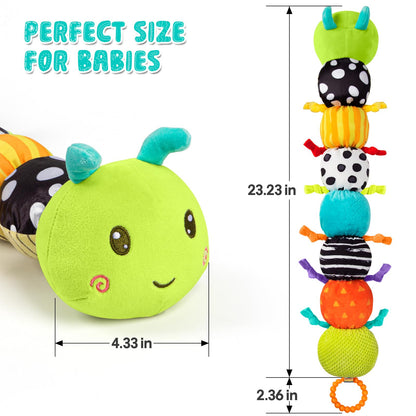 Baby Stuffed Animal Toys for 0-6 6-12 Months, Baby Musical Caterpillar Tummy Time Toys for Babies 3 6 9 12 18 Months, Newborn Infant Sensory Toys Gifts for 1 2 Year Old Boys Girls