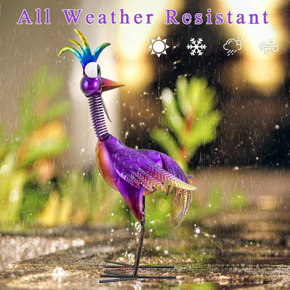 giole Metal Wacky Rooster Garden Statue, 19'' Rooster Decor Yard Statue Decorations Outdoor, Chicken Yard Art for Outside, Patio, Backyrad, Lawn(Purple)