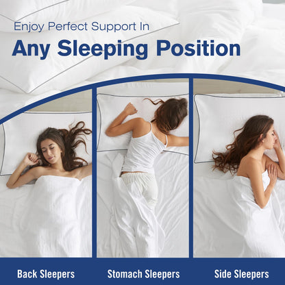 Higoom Standard Size Bed Pillows for Sleeping 4 Pack,Luxury Hotel Pillows,Comfortable and Supportive,Machine Washable,Suitable for Stomach,Back and Side Sleepers.