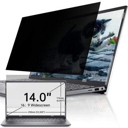 IPROKKO Laptop Privacy Screen 14 Inch 16:9 Aspect, Compatible with HP, Dell, Acer, Asus, Samsung, Lenovo Yoga & More, Removable Anti Blue Light Glare Spy Computer Monitor Filter Security Shield