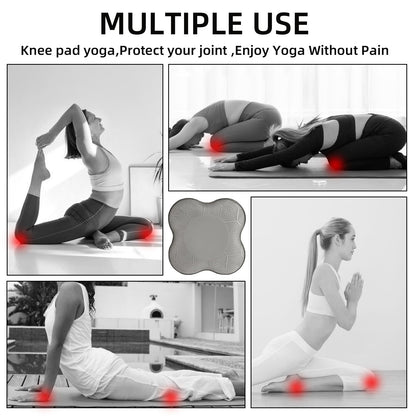 Yflingjie Yoga Knee Pads, Set of 4, Mats for Knees and Elbows, Fitness, Meditation, Kneeling, Balance, Floor, Pilates（grey)