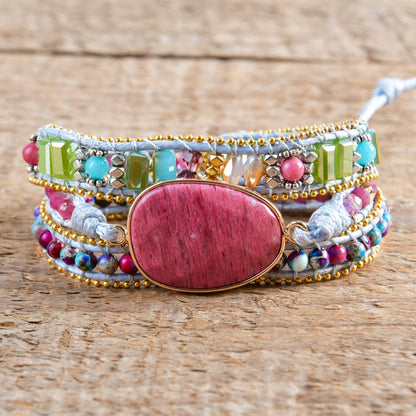 YGLINE Boho Wrap Bracelets Natural Rhodochrosite Crystal Stone Variety Beads Strand Bracelet