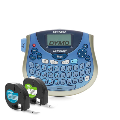 DYMO LetraTag Bundle, Handheld 100T Printer, Portable, QWERTY Keyboard, Includes 13ft Black on White Labels and 13ft Black on Clear Labels - Home Organization, Crafting, Labeling