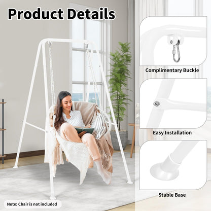 AUTOKAKUM Hammock Chair Stand, Heavy-Duty A-Frame Metal Swing Stand for Indoor and Outdoor, Suitable for Most Hanging Chairs, Easy to Assemble & Store, Hammock Chair not Included (White)