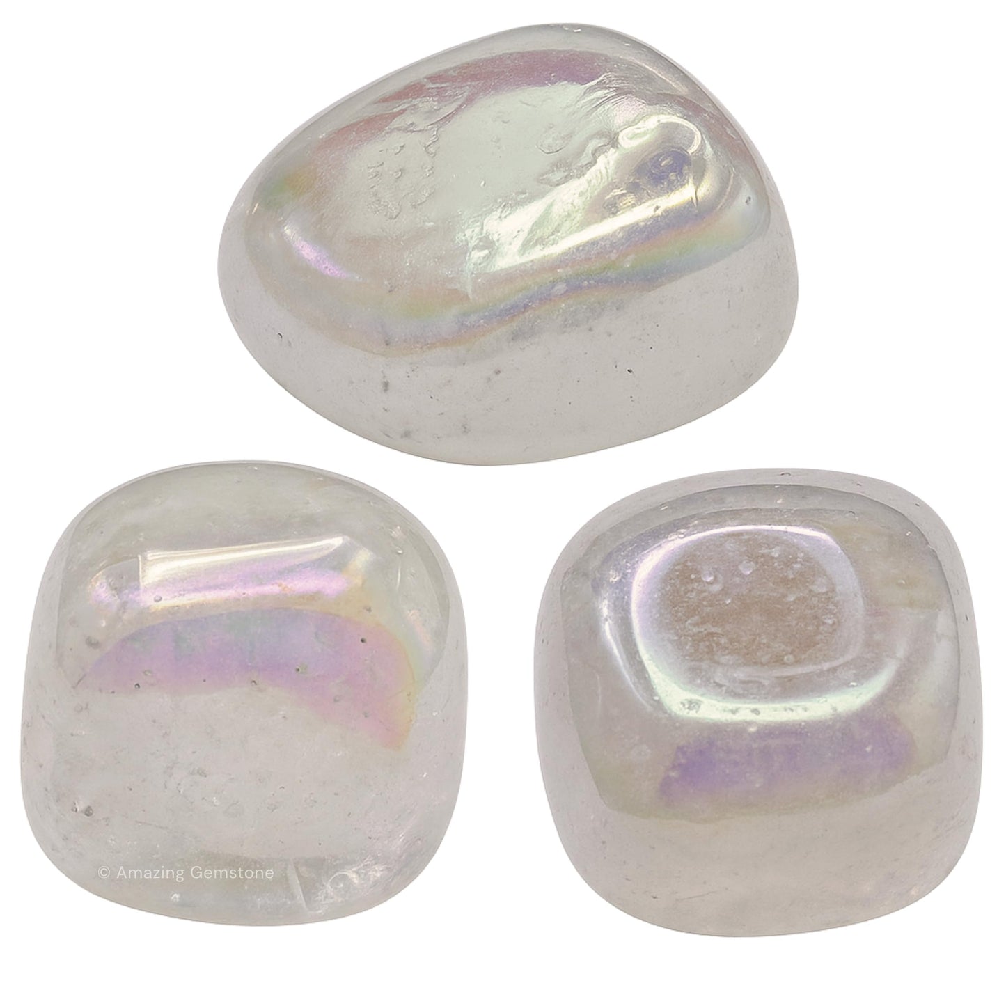 Amazing Gemstone Angel Aura Quartz Crystals and Healing Stones Tumbled - 1 oz, Healing Stones for Energy Balance, Stress Relief - Premium Polished Gems Rocks for Meditation and Wellness