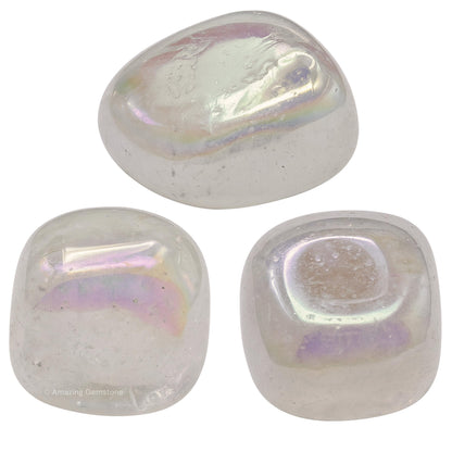 Amazing Gemstone Angel Aura Quartz Crystals and Healing Stones Tumbled - 1 oz, Healing Stones for Energy Balance, Stress Relief - Premium Polished Gems Rocks for Meditation and Wellness