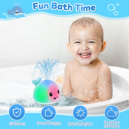 Baby Bath Toys for Kids Ages 1-3, Pool Water Toys for Baby 1 2 3 Year Boy Girl, Whale Bath Toy Sprinkler Light up Bath Toys for Babies 6-12 Months, Toddlers Bathtub Toys Baby Birthday Gifts