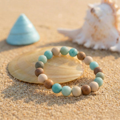 Kryllite Crystal Bracelets, Bracelet for Women, Nature Amazonite Crystal Stretch Elastic Bracelet, Nature Gemstone-8mm, Healing Stone Bracelets, Turquoise Jewelry Gifts for Women, Holiday